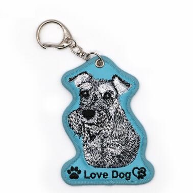 Custom Made Love Dog Embroidery Keyrings
