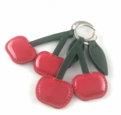 Custom Made Cherry Shaped Faux Leather Keyring Fob
