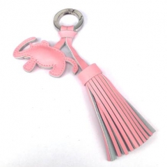 Customized Elephant Shape Cow Leather Tassel Keychain Charm